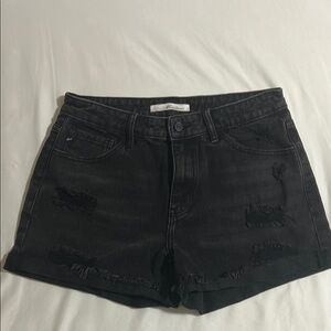 KanCan Black Distressed Denim Shorts